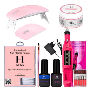 Kit Completo Unhas Em Gel Iniciantes Molde F1 Reutilizavel Aleatorio em Oferta na Shopee