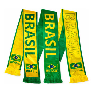 Kit 3 Cachecol Brasil Copa Faixa Verde Amarelo 135x14cm Brasil em Oferta na Shopee