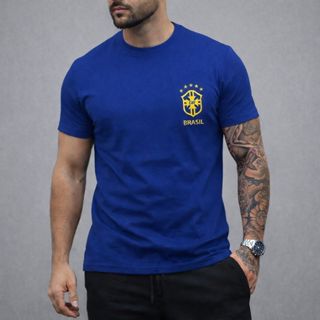 Camisa do Brasil Masculina Seleção Brasileira 100% Algodão Premium Copa do Mundo Hexa Estampa Brasil Campeão PROMOÇÃO em Oferta na Shopee