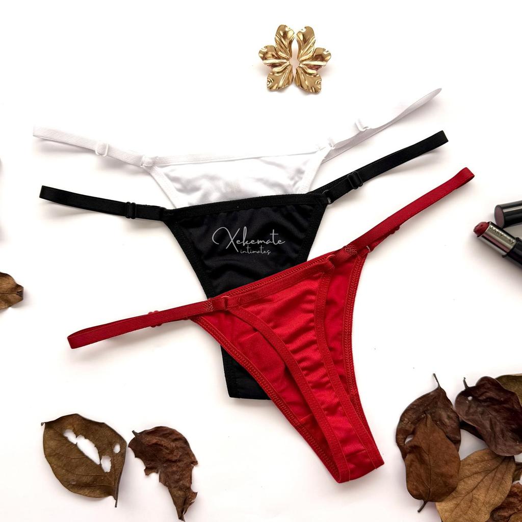 Kit 5 Calcinhas Fio Dental PLUS SIZE Conforto Alças Regulagem Lingerie ...