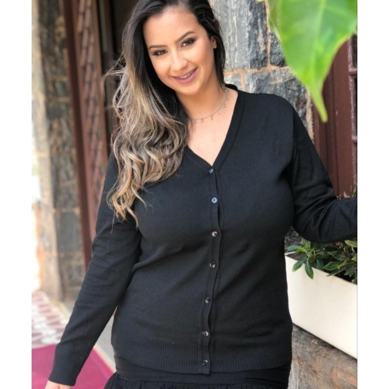casaco de tricô cardigan plus size feminino de frio liso básica