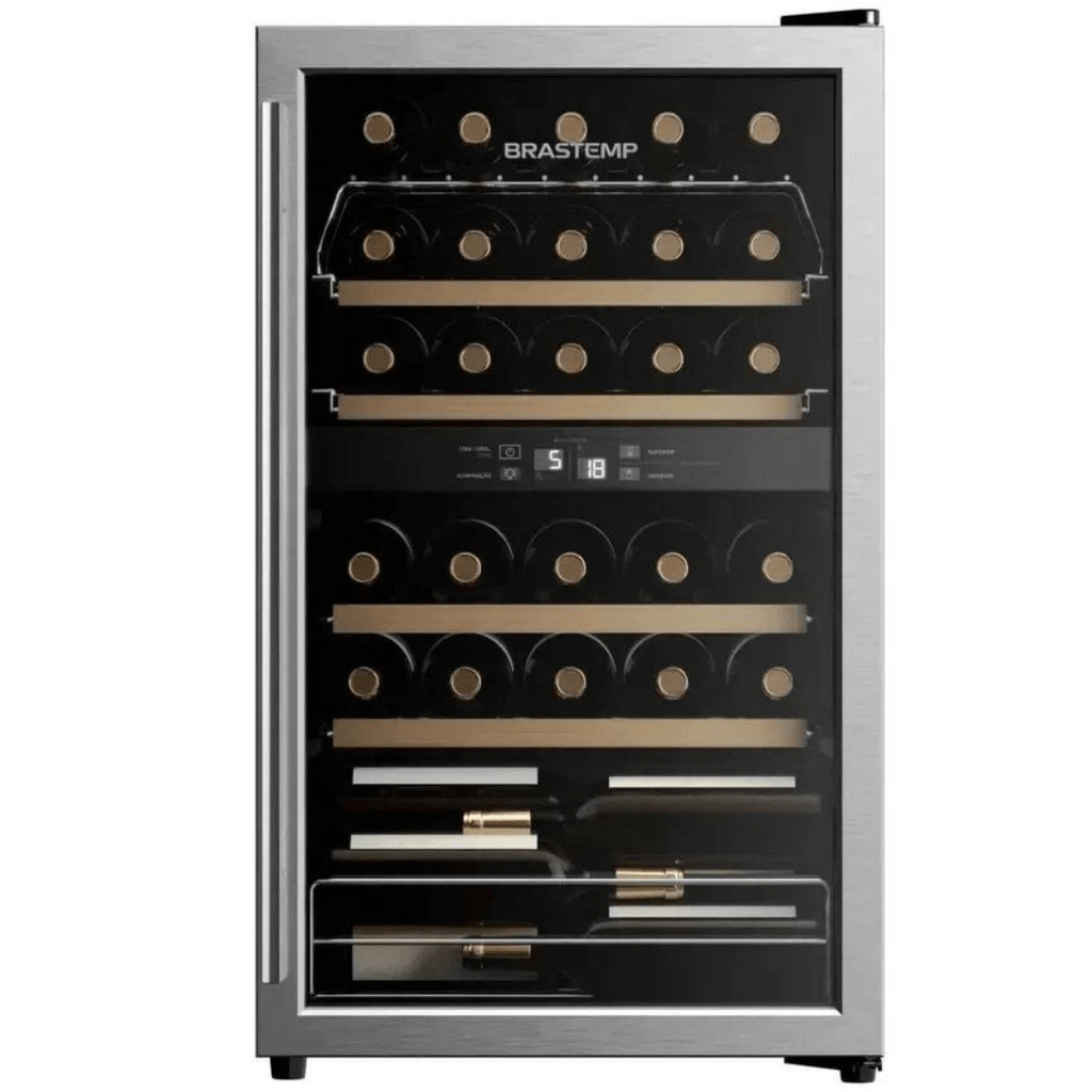 Adega Brastemp BZB33BE 33 Garrafas Dual Zone Inox | Shopee Brasil