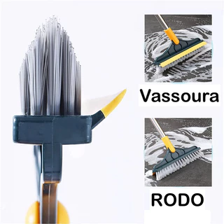 Vassoura Escova De Limpeza Rodo Magico Limpa Cantos Esfregão 2 Em 1 Chão Cozinha Banheiro em Oferta na Shopee