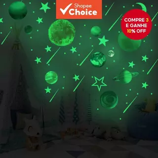Adesivos De Parede Luminosos Estrela Lua Planeta , Astronauta Que Brilham No Escuro , Decalques Para Quarto , Sala De Es em Oferta na Shopee