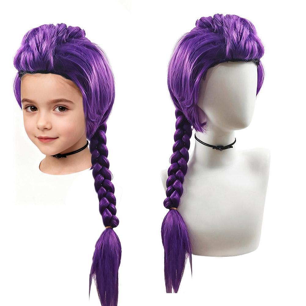Anime K-pop Demon Hunter Cosplay Peruca Traje Roxo Longo Trança Perucas ...