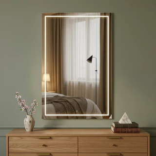 Espelho Retangular 60x40 Jateado Fino Decorativo para Banheiro Moderno em Oferta na Shopee