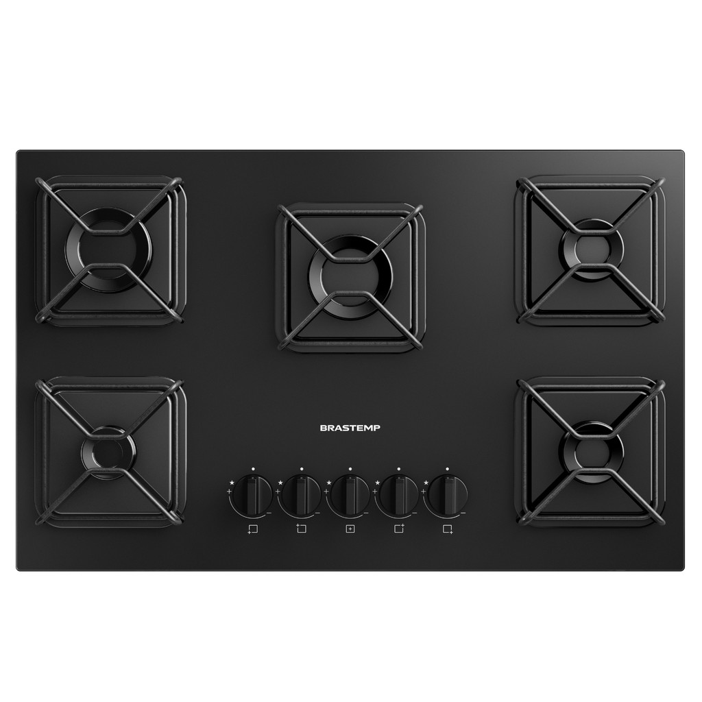 Cooktop 5 Bocas a Gás Brastemp com Grades de Ferro Aramado e Chama Simmer - BDD75BE