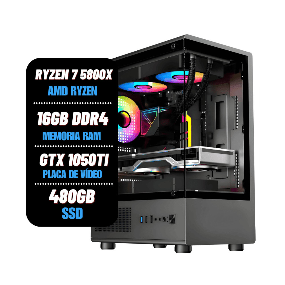 PC Gamer Completo, Ryzen 7 5800x, GTX 1050TI, 16GB de Ram Ddr4, SSD ...