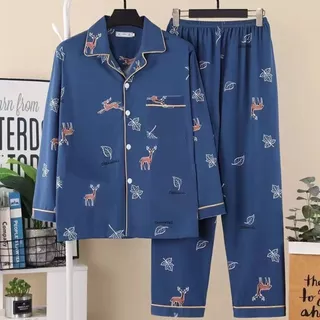 Pijamas Masculinos Primavera , Outono E Inverno Manga Longa Verde Meia-Idade Plus Size Cardigan Terno Roupas Para Casa Verão Fino Pode Ser Usado Fora em Oferta na Shopee