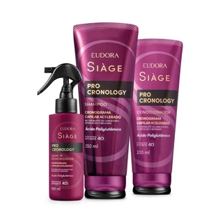 Combo Siàge Pro Cronology: Shampoo 250ml + Condicionador 200ml + Leave In Memorizador 100ml em Oferta na Shopee