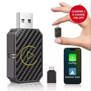 Adaptador 2 em 1 sem fio CarPlay & Android Auto, converte a função original com fio do veículo para sem fio, para