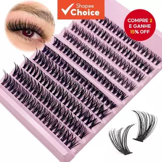 Extensão De Cílios Postiços Únicos 200 Clusters , Aparência Natural De Curvatura D , Comprimentos Mistos De 8-12 Mm , Su