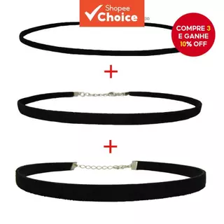 Nova Moda Conjunto De Gargantilha De Camurça Preta , Colar Curto De Veludo Para Mulheres , Ideia De Presente De Joias Em em Oferta na Shopee