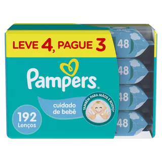 Lenços Umedecidos Pampers Cuidado de Bebê 192 Unidades Leve 4 Pague 3 em Oferta na Shopee