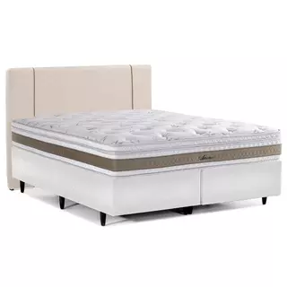 Cama Box com Cabeceira Queen Herval Amore, Molas Ensacadas, 67x158x198 cm em Oferta na Shopee