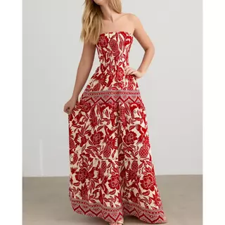 Vestido Longo Feminino Estampado Vestido Soltinho Tomara que caia Plus Size Inspiração Verão 2026