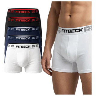 Kit 5 Cueca Boxer Algodão Coton Premium Fitbeck Atacado