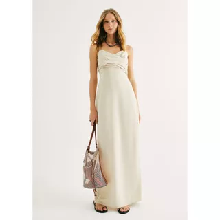 Vestido Longo Evasê Em Viscolinho em Oferta na Shopee