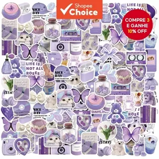 50 Peças Adesivos Roxos Fofos De Desenho Animado Em Caixa De PVC Para DIY , Álbuns De Fotos , Diários , Copos , Laptops em Oferta na Shopee