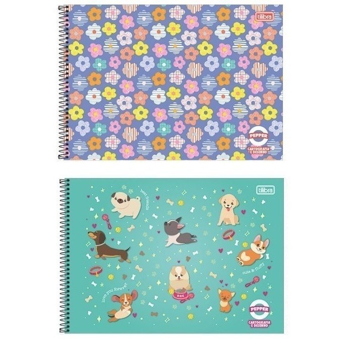 Caderno Tilibra 40 FOLHAS Pepper Espiral Cartografia 275mm X 200mm Feminino E Masculino E Desenho Capa Mole Para Artes