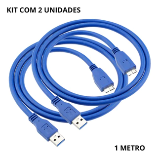 Cabo Usb 3.0 Para Case Hd Externo 1 Metro Kit C/ 2 Un