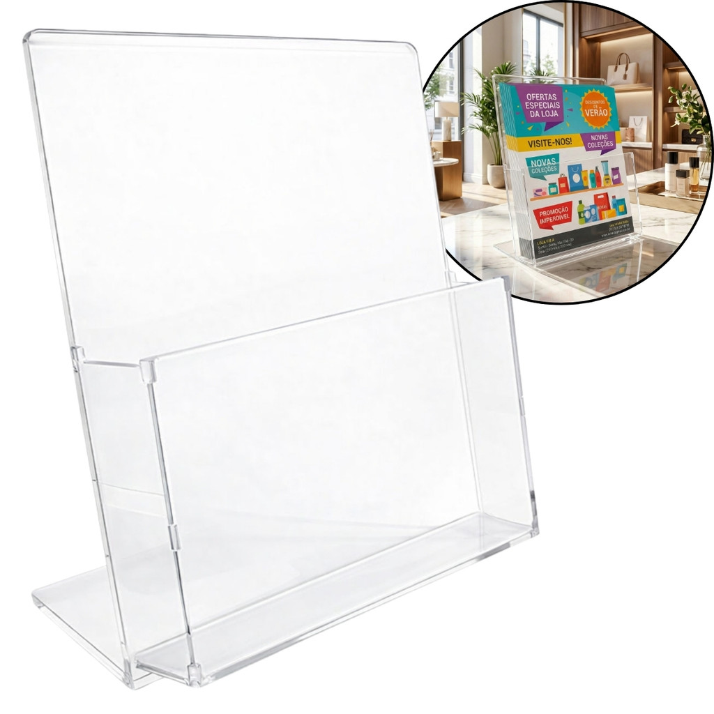 Expositor Suporte Panfleto Folheto A4 Mesa Loja Folder Display Flyer ...