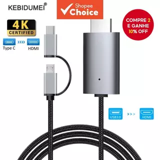 Adaptador 2 em 1 Tipo-C/Micro USB LD39 HDMI 4K Compatível com Dispositivos Android em Oferta na Shopee