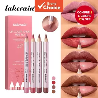 Conjunto De Delineador Labial Barato De Madeira Fosca Lakerain De 4 Cores : Hidratante , Suave , De Longa Duração E Port em Oferta na Shopee