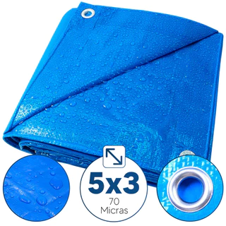 Lona Plástica de Proteção Cobertura Impermeável Azul 5x3 mts