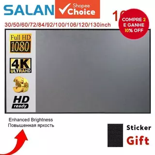 SALANGE tecido sintético reflexivo de borda preta 60/72/84/100/120/130 polegadas 16:9 Tela de Projeção Portátil Para em Oferta na Shopee