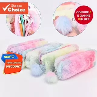 Kawaii Creative Plush Estojo de Lápis de Pelúcia para Canetas e Papelaria em Oferta na Shopee