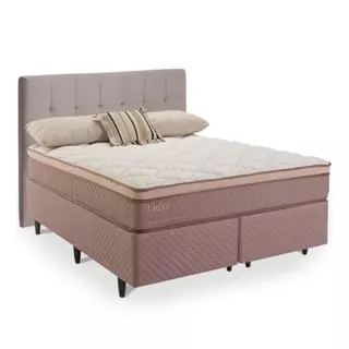 Cama Box com Cabeceira King Herval Lucca, Molas Ensacadas, 66x193x203 cm em Oferta na Shopee