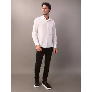 Camisa de Manga Longa Masculina Regular Estampa Ck Bordada Calvin Klein - Branco em Oferta na Shopee