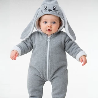 Macacão Bebê Coelho com Orelhinhas Inverno Quentinho Unissex Menino Menina Algodão em Oferta na Shopee