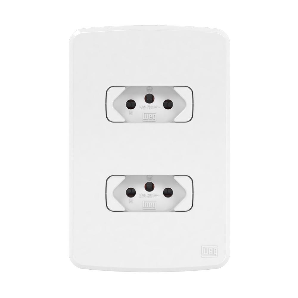 Tomada Dupla 20A e 10A 4x2 WEG Composé Branco Conjunto com Placa 2P+T ...