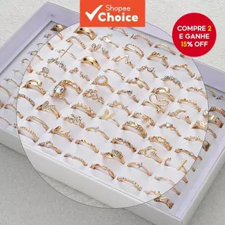Conjunto De Anel Banhado A Ouro De 46 Unidades Para Mulheres Borboleta Estrela Cruz Mix Joias De Empilhamento Hipoalergê em Oferta na Shopee