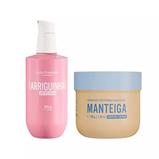 Kit Beleza Brasileira Hidratante Corporal Manteiga 200ml + Barriguinha Antiestrias 200g em Oferta na Shopee