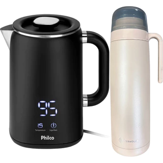 Chaleira Elétrica Philco PCH18B 127V ou 220V + 4 Garrafas Termolar R-Evolution 1L Areia em Oferta na Shopee