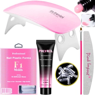 Kit Unha Pollygel Cabine SunMini Portatil Molde F1 Lixa de tips Unhas Postiça AF em Oferta na Shopee