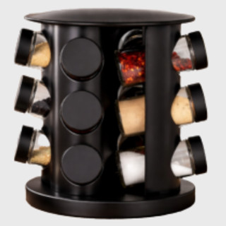 Porta Temperos Giratório Profissional com 9 Potes de Vidro e Tampa Dosadora Organizador de Condimentos