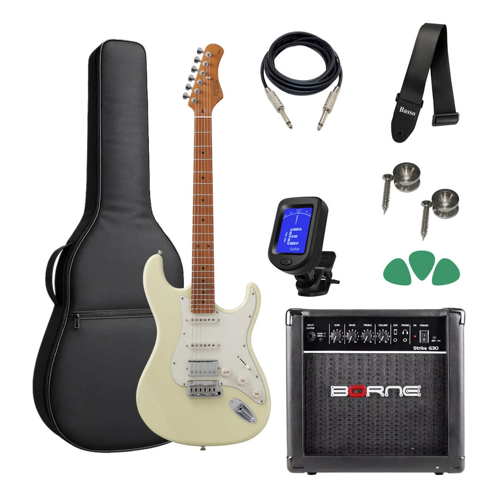 Guitarra Tagima T-640 Roasted Maple Olympic White + Cubo G30
