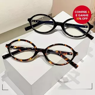 Óculos De Armação Oval Com Lente De PC Bloqueio De Luz Azul 1pcs 2pcs Da Moda em Oferta na Shopee