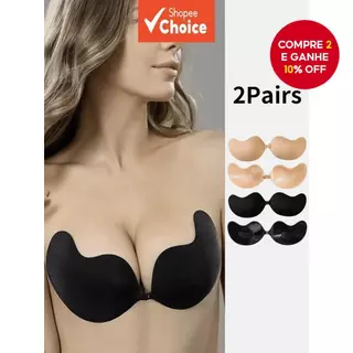 2 Peças De Sutiãs Adesivos Sem Alças Push-Up-Copo Ab Invisível Autoadesivo Corte Baixo (Preto/Pele) Atualizado em Oferta na Shopee