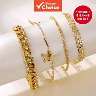 4 Pçs Nova Moda Borboleta Corrente Multi-Camada Pulseira Conjunto Feminino Charme Presente Do Feriado Jóias em Oferta na Shopee