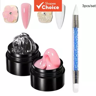 OsNailmall Conjunto de 3 Géis Sólidos Não-Aderentes com Caneta Dupla-Cabeça, Conjunto de Gel 3D para Unhas Estendidas, em Oferta na Shopee