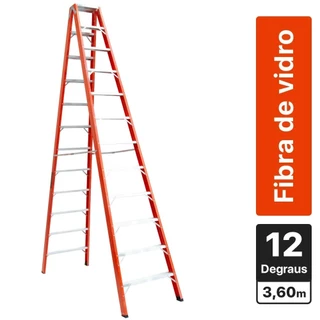 Escada tesoura dupla em fibra de vidro 12 degraus 3,60 m - ESC12360 Rotterman em Oferta na Shopee