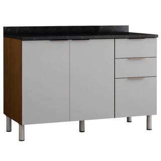 Balcão Triplo Rubi 2 Portas 3 Gavetas e 1 Prateleira 120,1cm de Largura Bartira em Oferta na Shopee