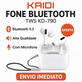 Fone De Ouvido Bluetooth Kaidi Original KD790 Som Potente, Microfone, 6h De Bateria - ENVIO IMEDIATO