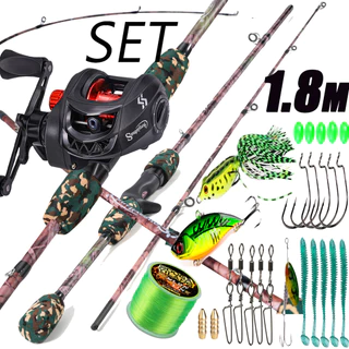 Sougayilang 1.8m Fibra De Carbono Vara De Pesca Carretel Linha Conjunto Completo 7.2: 1 Para Água Doce Arrasto Máximo 1