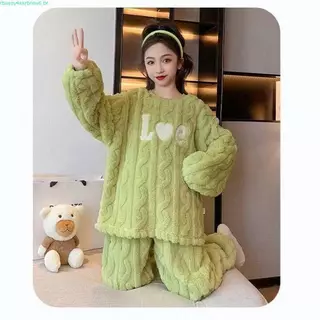 Conjunto De Pijamas Infantis De Veludo Coral De Inverno Com Engrossado , Estilo Princesa , Roupas De Flanela Para Menina em Oferta na Shopee